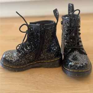Dr Martens Black Glitter Combat Boots